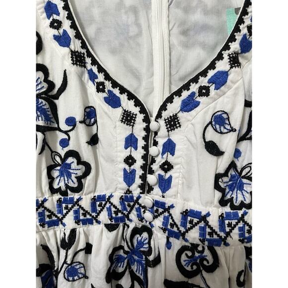 Anthropologie Sweetheart Embroidered Floral Mini Dress Size 16W Blue Beachy NWT - Picture 7 of 9